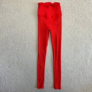 Carbon38 High Rise Ribbed‎ Leggings Red Full Length